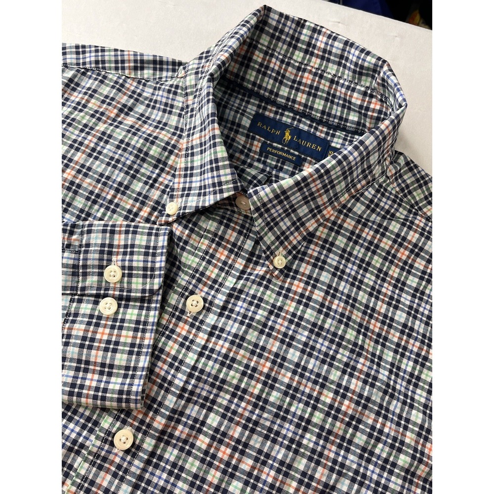 Ralph Lauren Shirt Mens XL‎ Colorful CheckLong Sleeve Performance Stretch